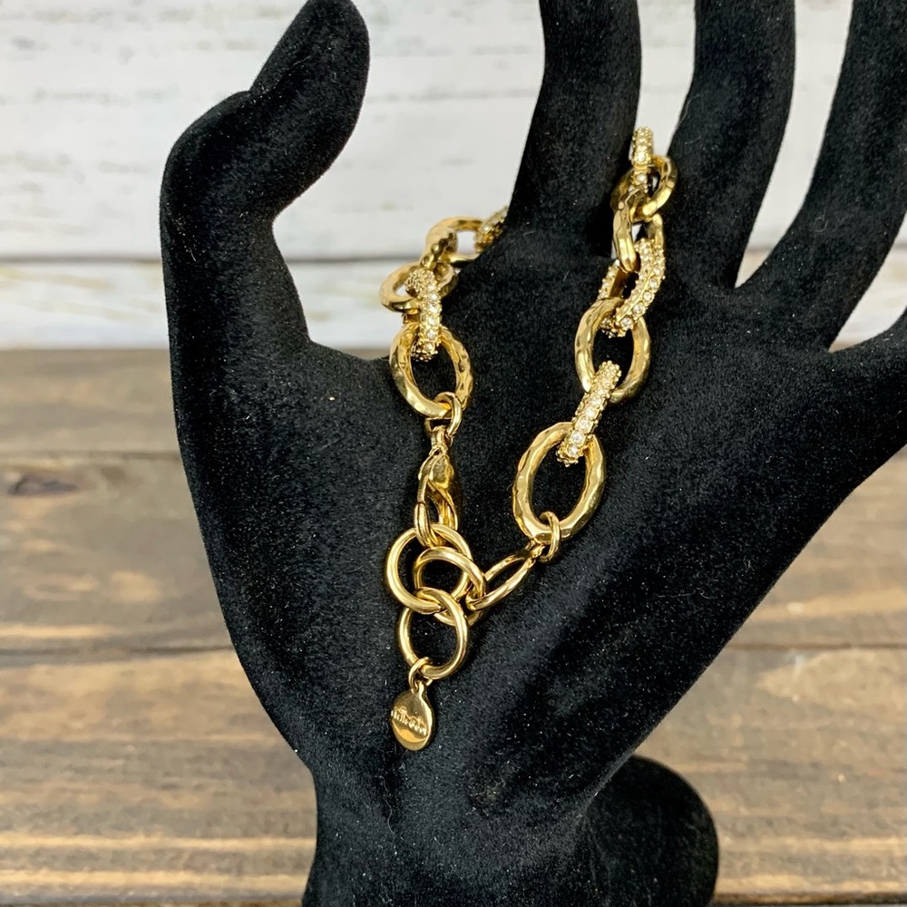STELLA & DOT "Christina" Gold Pavé Link Bracelet